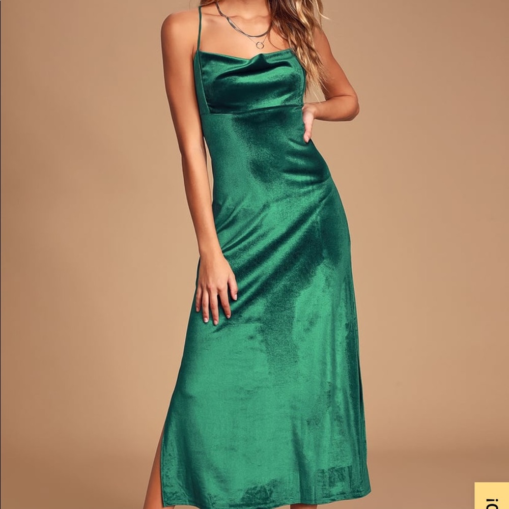 Lulus Emerald Cowl Neck Dress